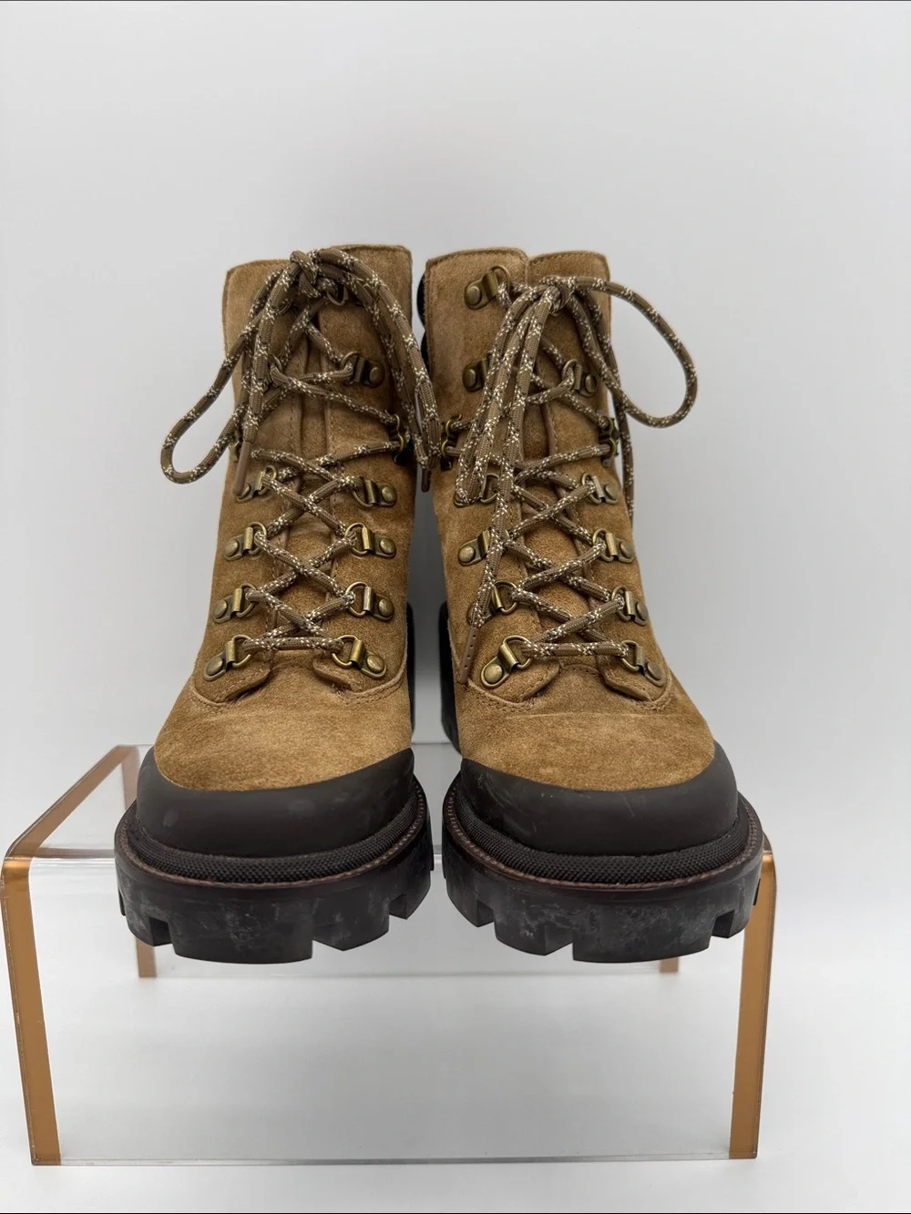 Tory Burch Suede Lug Sole Hiker Ankle Boot Alce Coconut